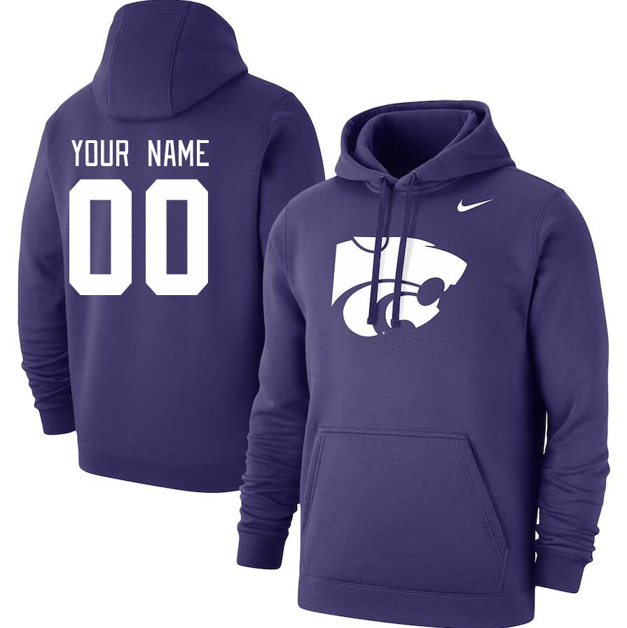 Custom Kansas State Wildcats Name And Number College Hoodie-Purple